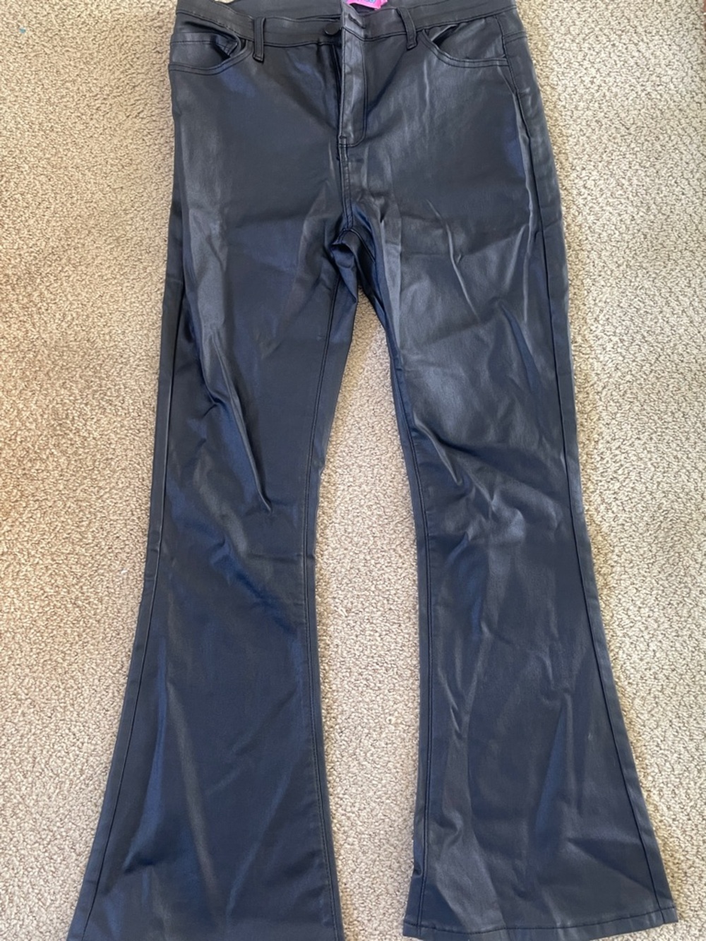 Edikted Black Faux Leather Flare Jeans